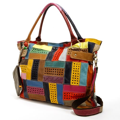 AmeriLeather Rainbow Mazy Leather Convertible Tote