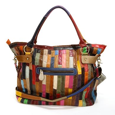 AmeriLeather Rainbow Mazy Leather Convertible Tote