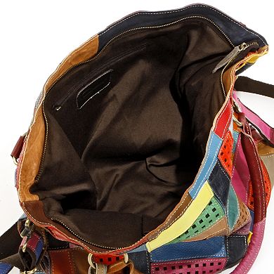 AmeriLeather Rainbow Mazy Leather Convertible Tote