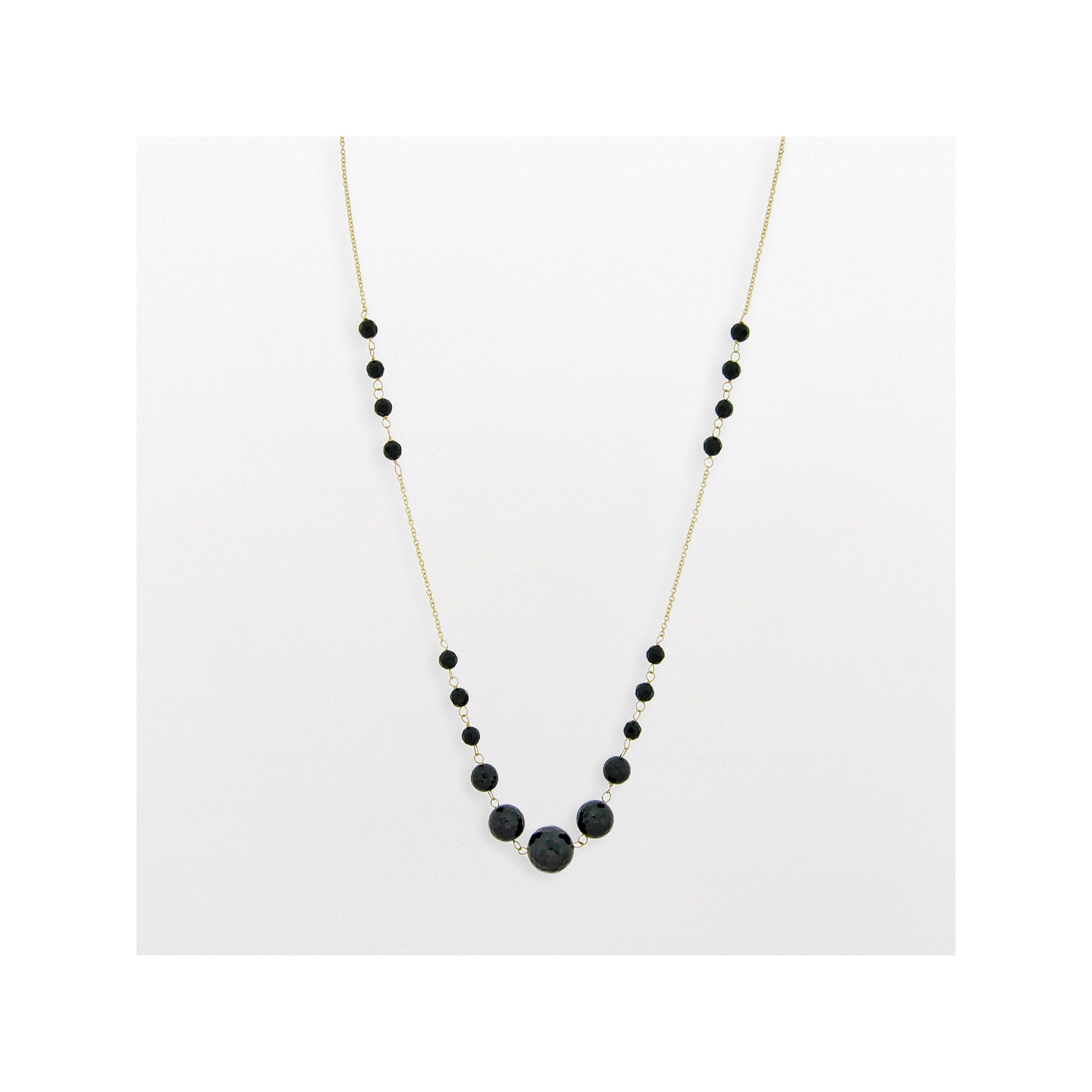 Gemminded 10k Gold Black Onyx Bead Necklace, Womens, Size: 18