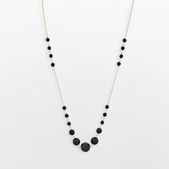 Gemminded 10k Gold Black Onyx Bead Necklace