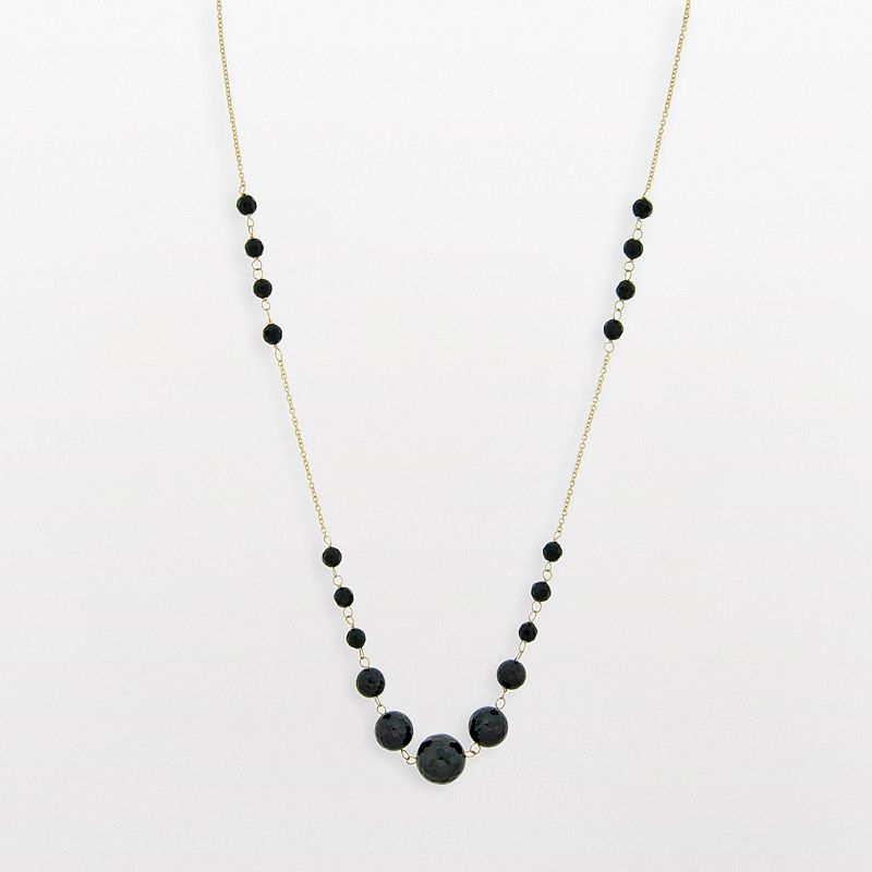 Gemminded 10k Gold Black Onyx Bead Necklace, Womens, Size: 18