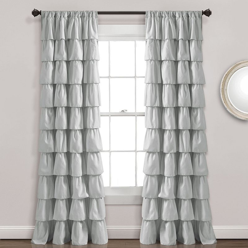 Lush Decor 1-pack Ruffle Window Curtain - 50 x 84, Light Grey, 50X84