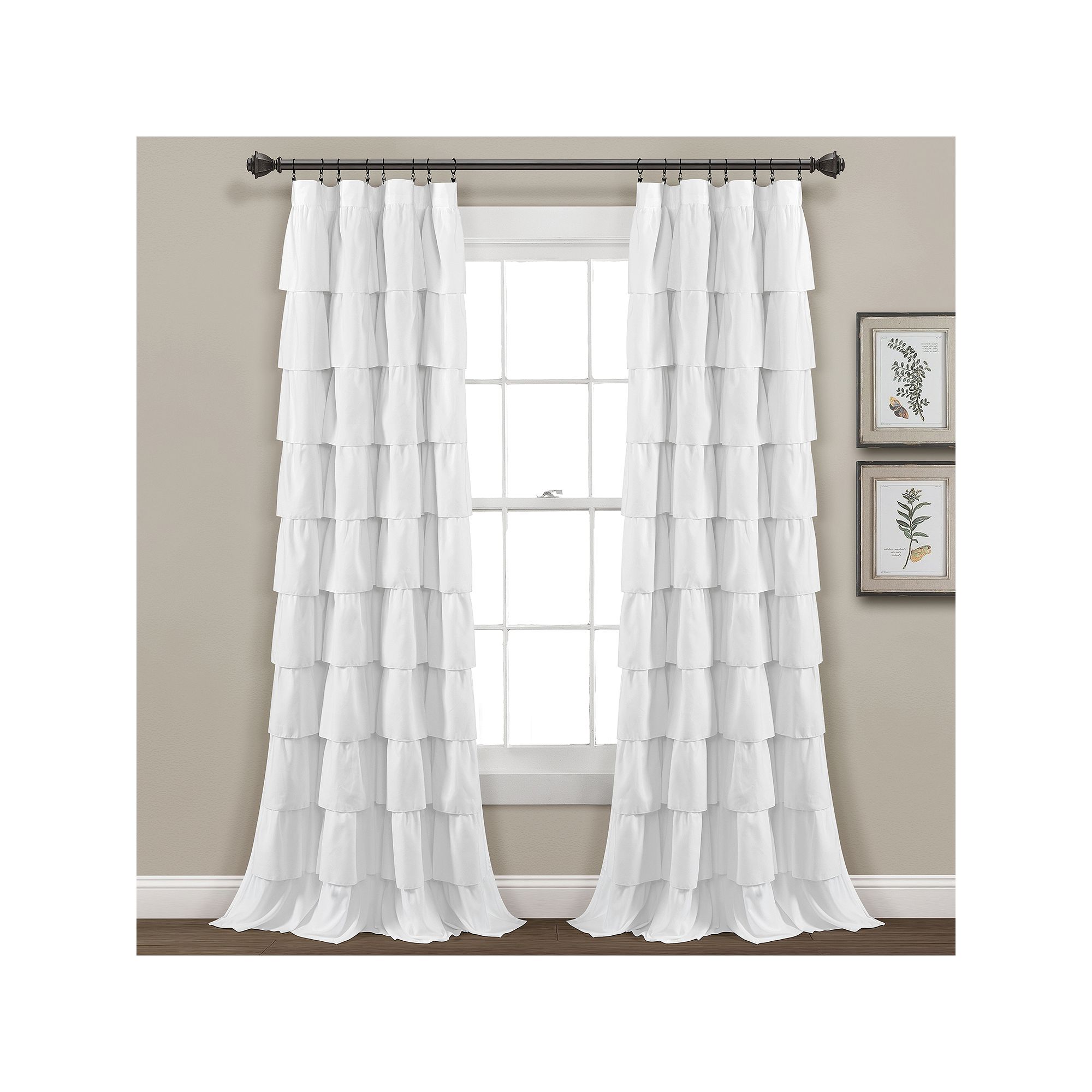 Lush Decor 1-pack Ruffle Window Curtain - 50 x 84, White