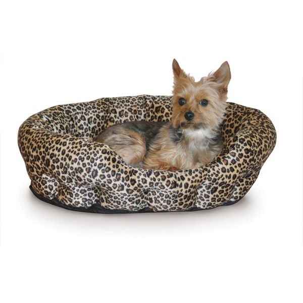 K&H Pet Nuzzle Nest Leopard SelfWarming Round Pet Bed 19"