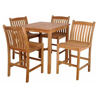 Caribbean Palms Teak 5 pc Square Outdoor Dining Set