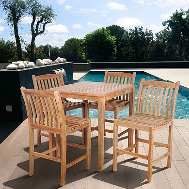 Caribbean Palms Teak 5-pc. Square Outdoor Dining Set
