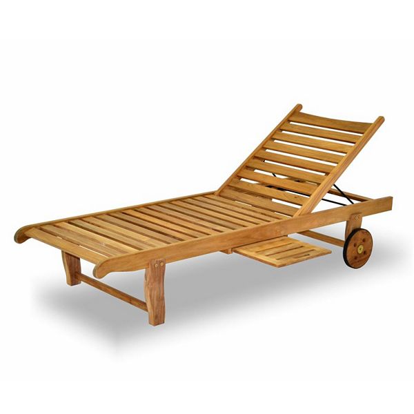 Amazonia Teak 2 pc. Teak Windu Chaise Wheeled Outdoor Lounge