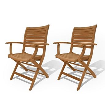 Amazonia Teak 2 pc Teak Palu Outdoor Folding Arm Chair Set