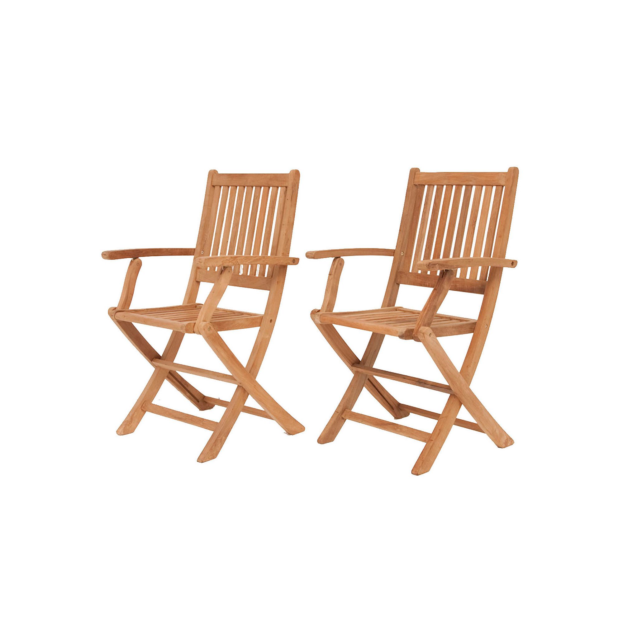 Amazonia Teak Yogya 2-pc. Outdoor Folding Arm Chair Set, Brown