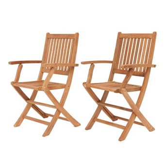 Amazonia Teak Yogya 2 pc Outdoor Folding Arm Chair Set