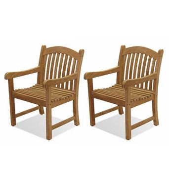 Amazonia Teak 2 pc Teak Sumbawa Arm Chair Set