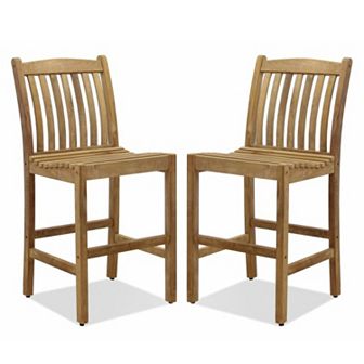 Amazonia Teak 2 pc Teak Boma Bar Stool Set
