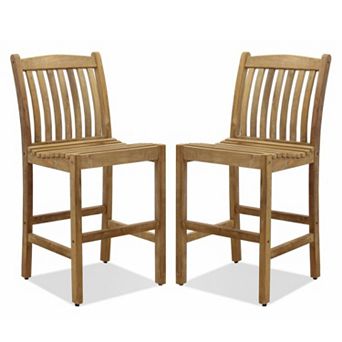 Amazonia Teak 2 pc Teak Boma Bar Stool Set