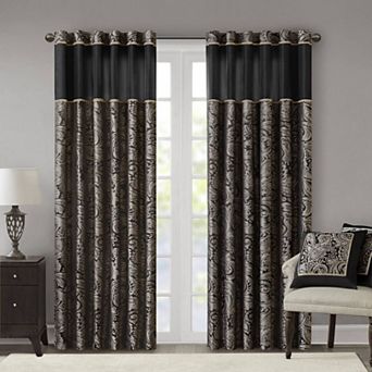 Madison Park 2-Pack Whitman Light Filtering Faux Silk Jacquard Rod Pocket Window Curtains