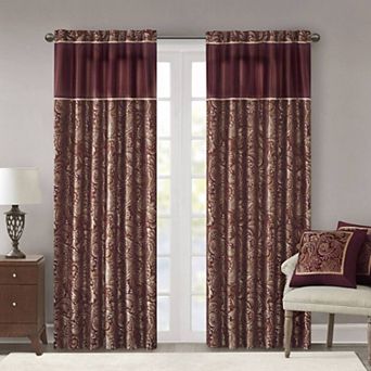 Madison Park 2-Pack Whitman Light Filtering Faux Silk Jacquard Rod Pocket Window Curtains