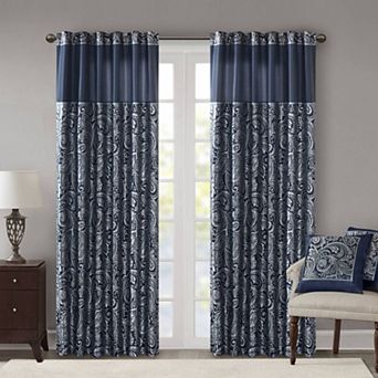 Madison Park 2-Pack Whitman Light Filtering Faux Silk Jacquard Rod Pocket Window Curtains