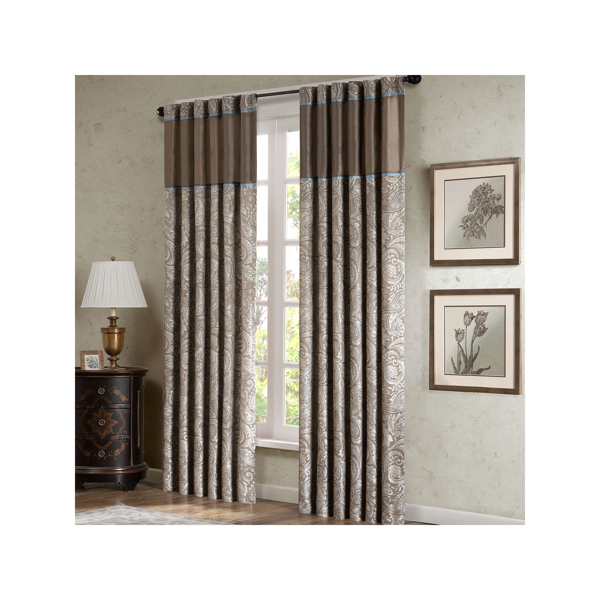 Madison Park 2-Pack Whitman Light Filtering Faux Silk Jacquard Rod Pocket W