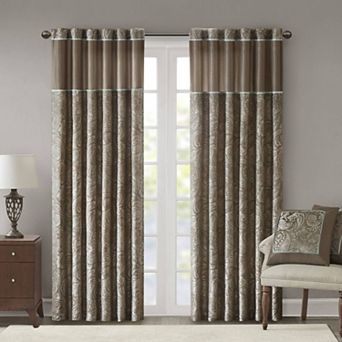 Madison Park 2-Pack Whitman Light Filtering Faux Silk Jacquard Rod Pocket Window Curtains