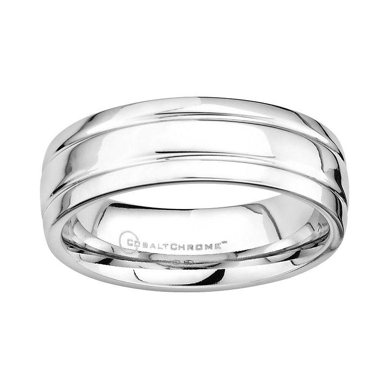 Cobalt Chrome Double Groove Wedding Band - Men, Mens, Size: 7.50, Grey
