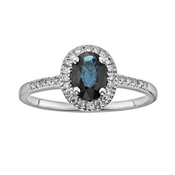The Regal Collection 14k White Gold Genuine Sapphire & 1/6 ct T.W. IGL Certified Diamond Frame Ring