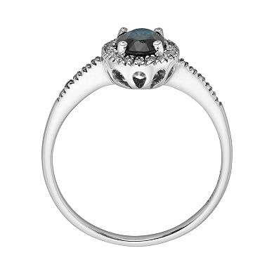 The Regal Collection 14k White Gold Genuine Sapphire and 1/6-ct. T.W. IGL Certified Diamond Frame Ring