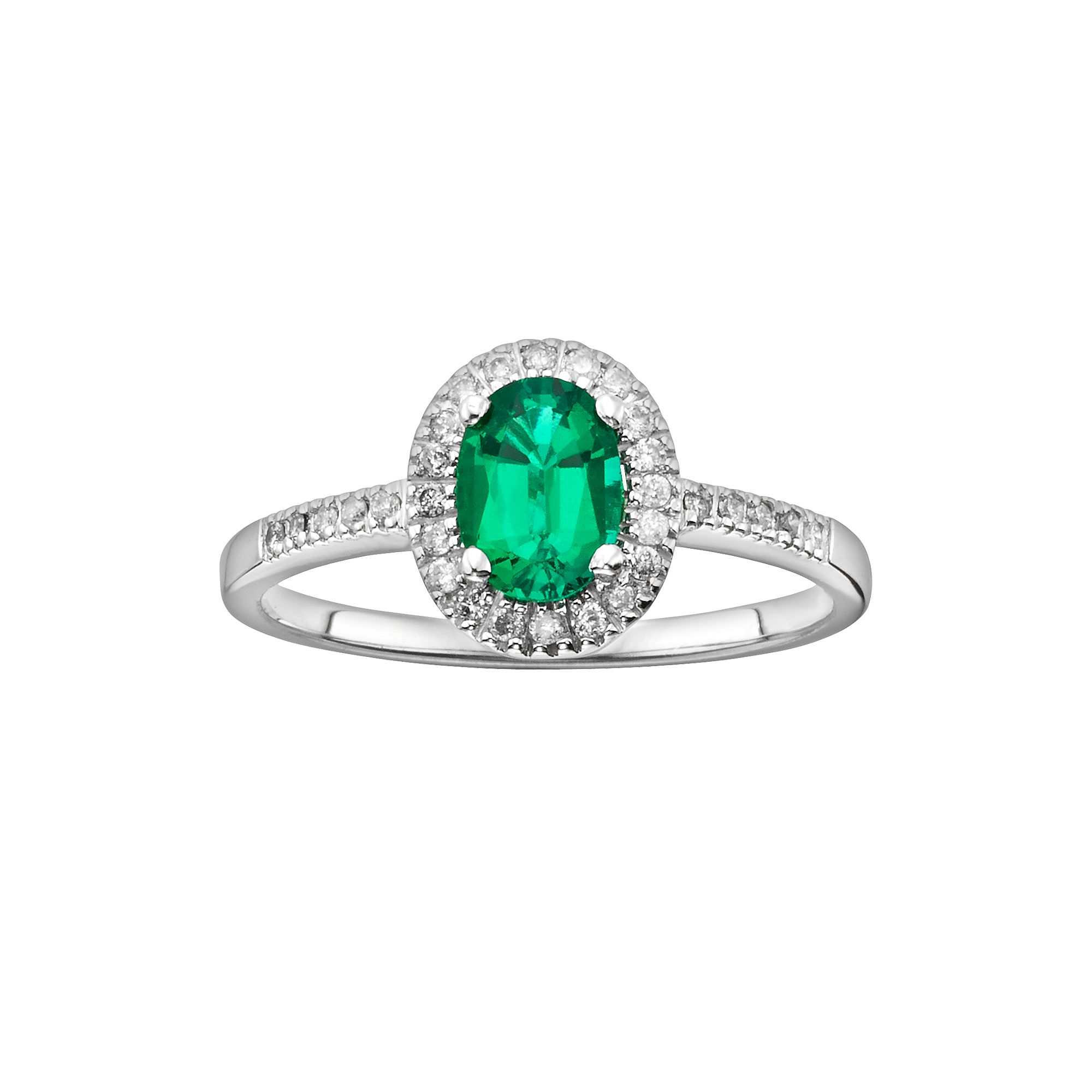 The Regal Collection 14k White Gold Genuine Emerald & 1/6-ct. T.W. IGL Cert