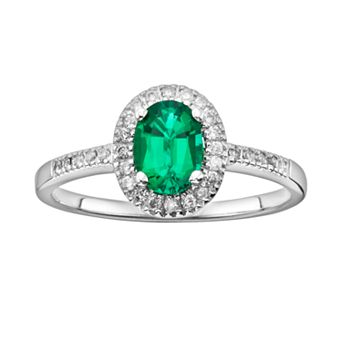 The Regal Collection 14k White Gold Genuine Emerald & 1/6 ct T.W. IGL Certified Diamond Frame Ring