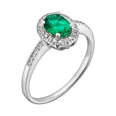 The Regal Collection 14k White Gold Genuine Emerald and 1/6-ct. T.W. IGL Certified Diamond Frame Ring