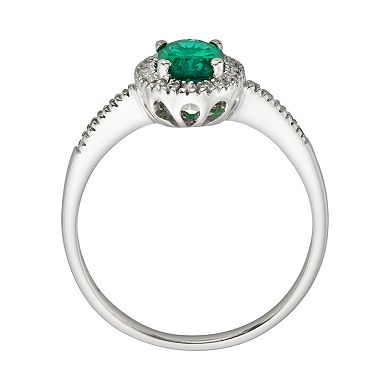 The Regal Collection 14k White Gold Genuine Emerald and 1/6-ct. T.W. IGL Certified Diamond Frame Ring