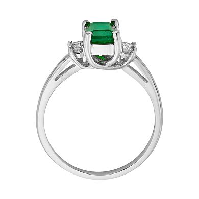 The Regal Collection 14k White Gold Genuine Emerald and 1/5-ct. T.W. IGL Certified Diamond 3-Stone Ring