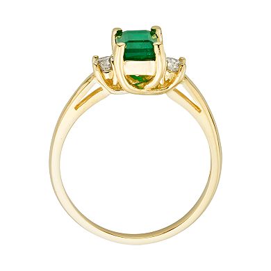 The Regal Collection 14k Gold Genuine Emerald and 1/5-ct. T.W. IGL Certified Diamond 3-Stone Ring