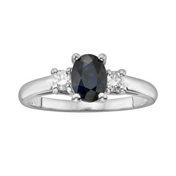 The Regal Collection 14k White Gold Genuine Sapphire & 1/5 ct T.W. IGL Certified Diamond 3-Stone Ring