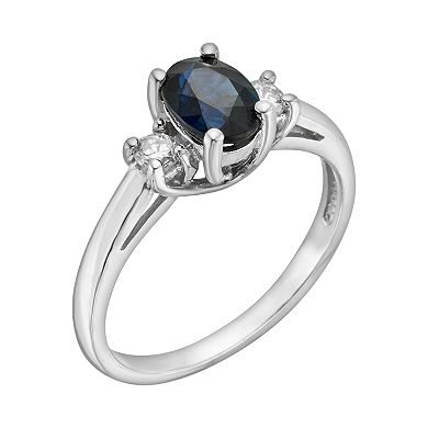 The Regal Collection 14k White Gold Genuine Sapphire and 1/5-ct. T.W. IGL Certified Diamond 3-Stone Ring