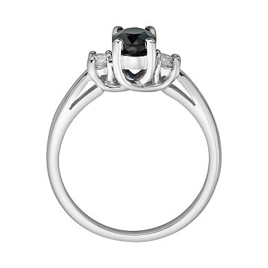 The Regal Collection 14k White Gold Genuine Sapphire and 1/5-ct. T.W. IGL Certified Diamond 3-Stone Ring