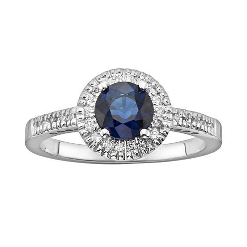 The Regal Collection 14k White Gold Genuine Sapphire & 1/6ct. T.W. IGL