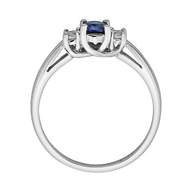 The Regal Collection 14k White Gold Genuine Sapphire and 1/6-ct. T.W. IGL Certified Diamond 3-Stone Ring