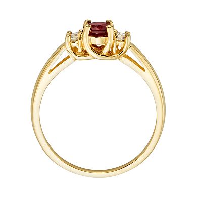 The Regal Collection 14k Gold Genuine Ruby and 1/6-ct. T.W. IGL Certified Diamond 3-Stone Ring