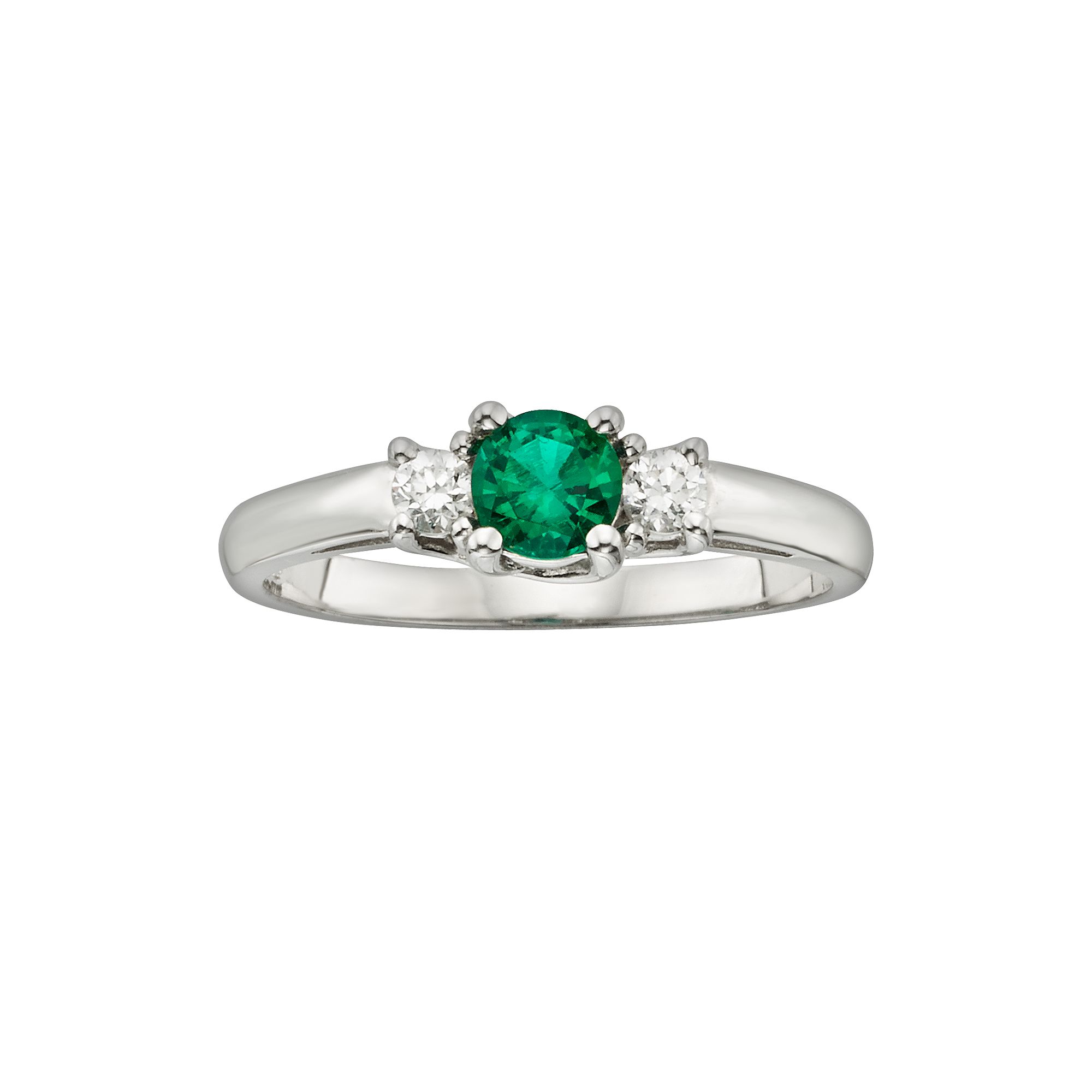 The Regal Collection 14k White Gold Genuine Emerald & 1/6-ct. T.W. IGL Cert