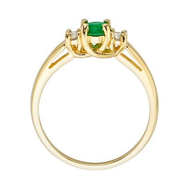 The Regal Collection 14k Gold Genuine Emerald and 1/6-ct. T.W. IGL Certified Diamond 3-Stone Ring