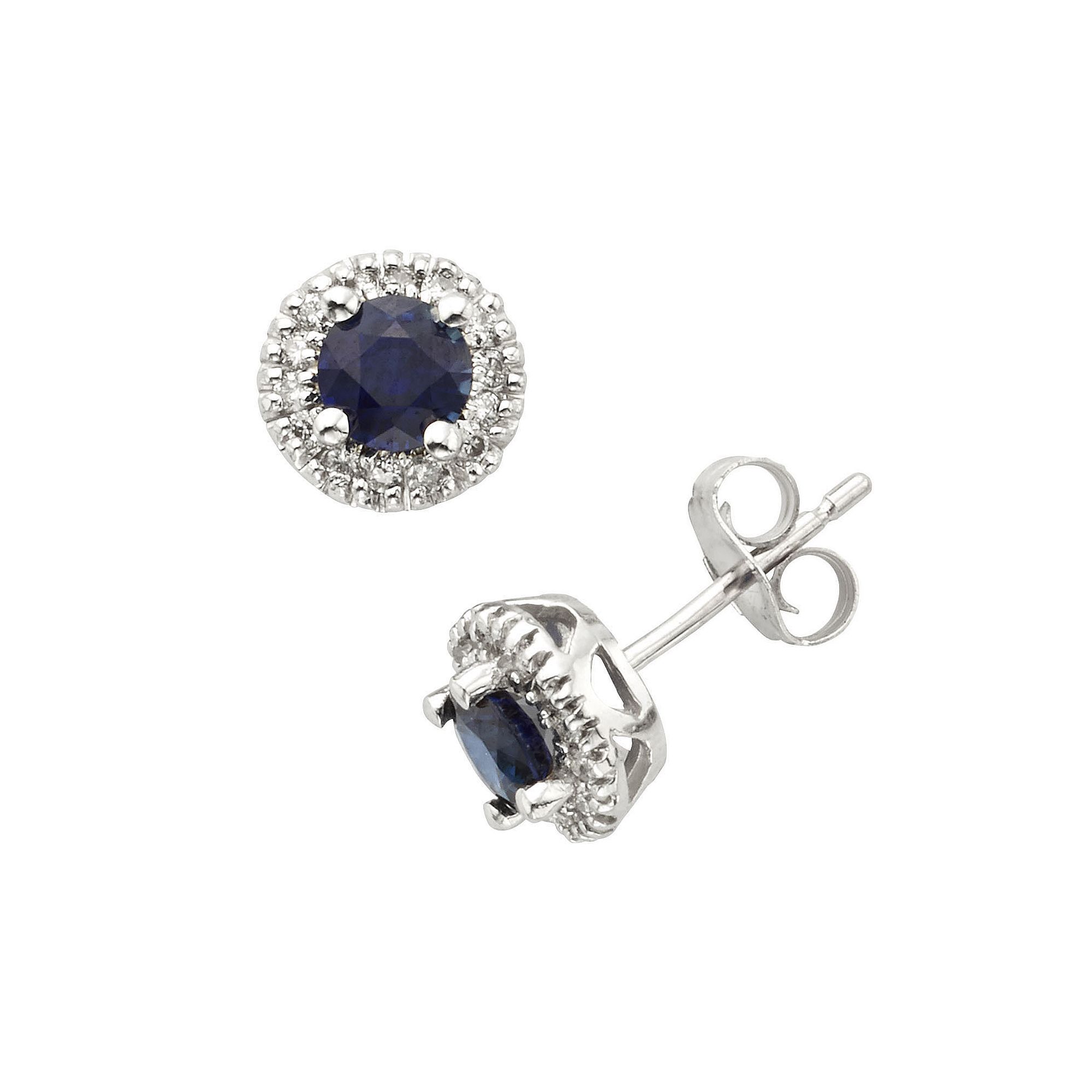 The Regal Collection 14k White Gold Genuine Sapphire and 1/6-ct. T.W. IGL C