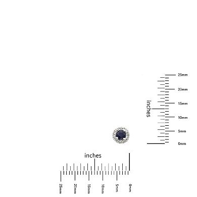 The Regal Collection 14k White Gold Genuine Sapphire and 1/6-ct. T.W. IGL Certified Diamond Frame Stud Earrings