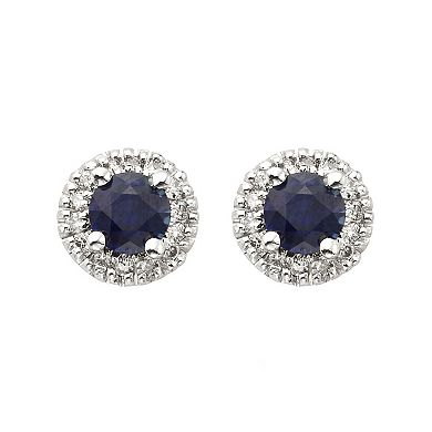 The Regal Collection 14k White Gold Genuine Sapphire and 1/6-ct. T.W. IGL Certified Diamond Frame Stud Earrings