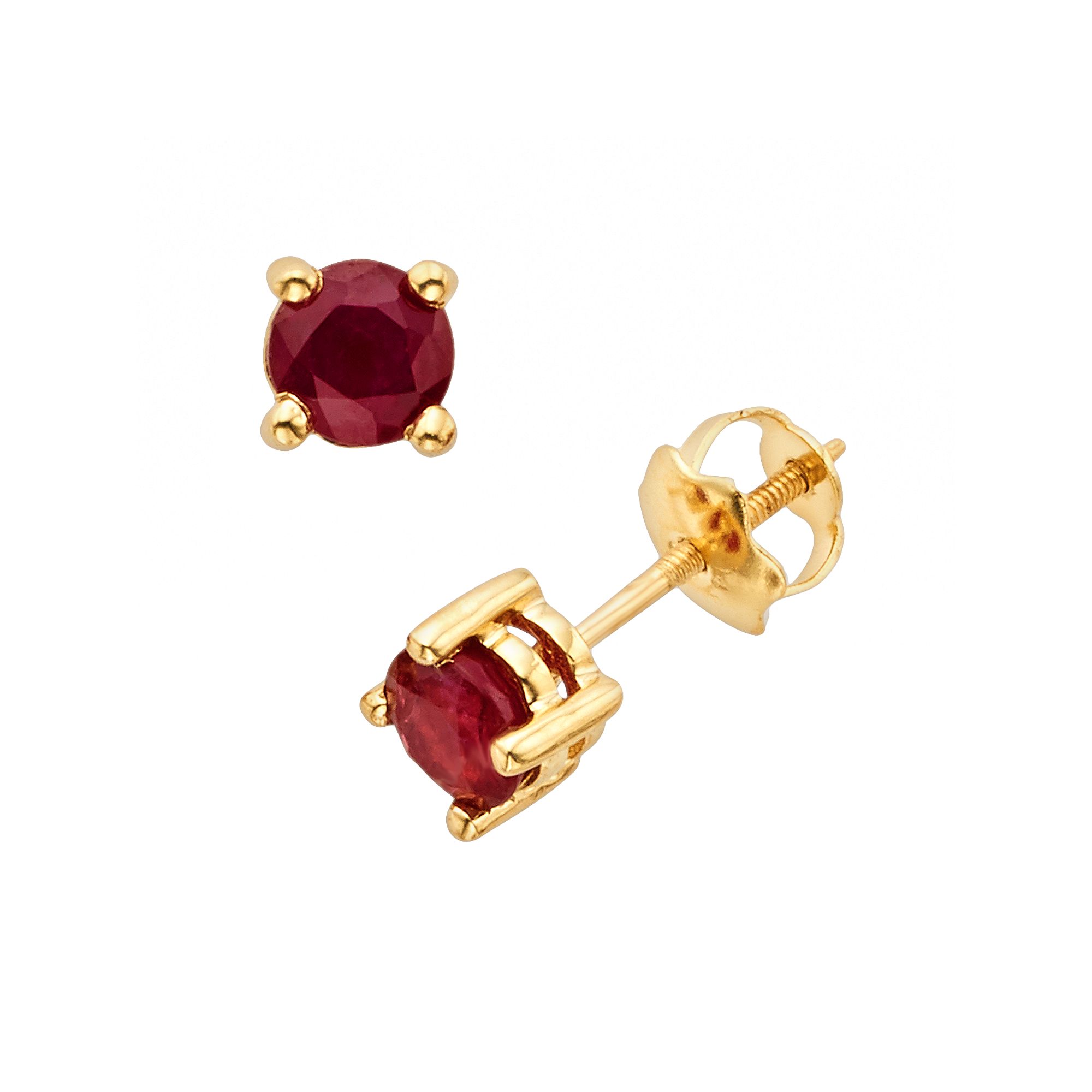 The Regal Collection 14k Gold Genuine Ruby Stud Earrings, Womens, Red