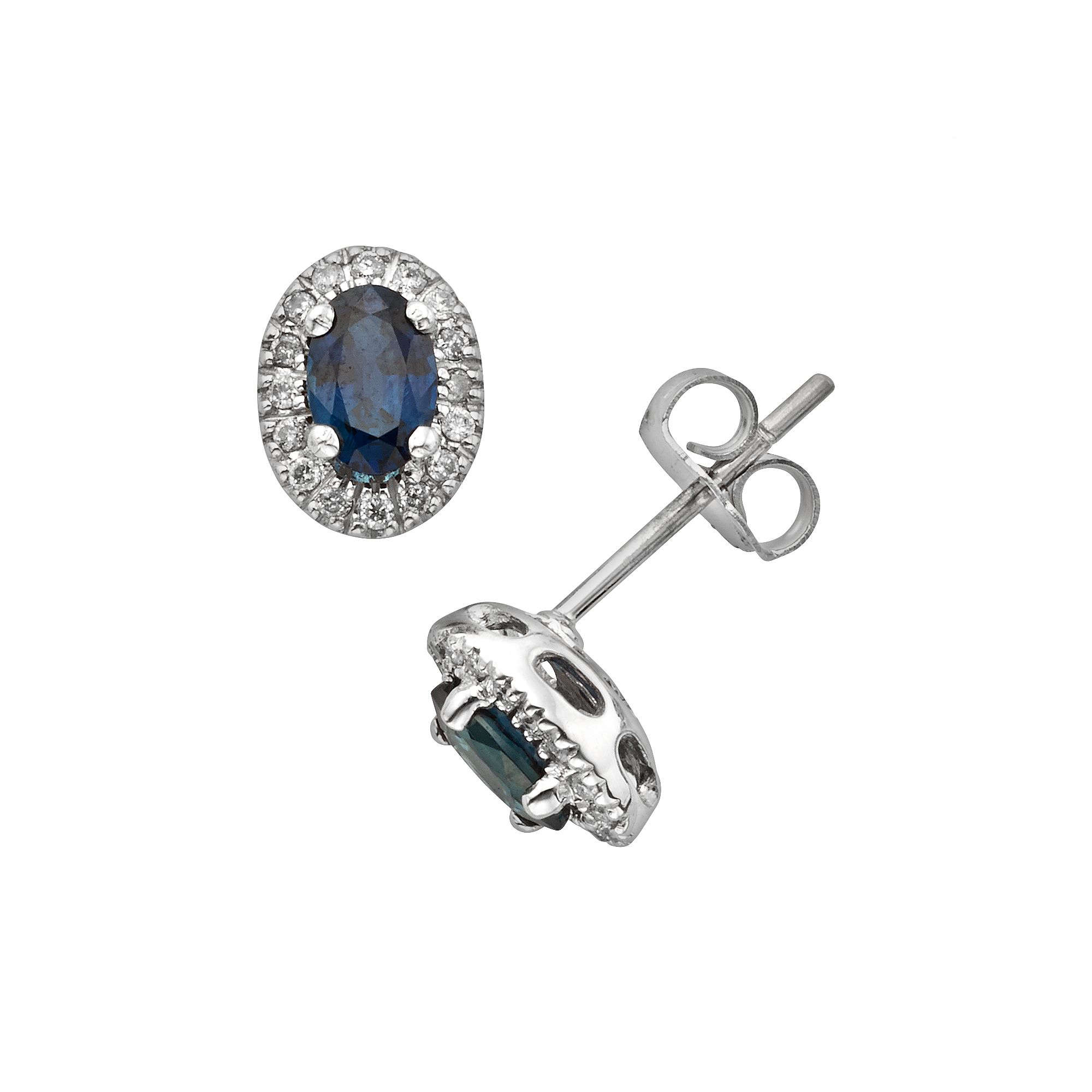The Regal Collection 14k White Gold Genuine Sapphire & 1/6-ct. T.W. IGL Cer