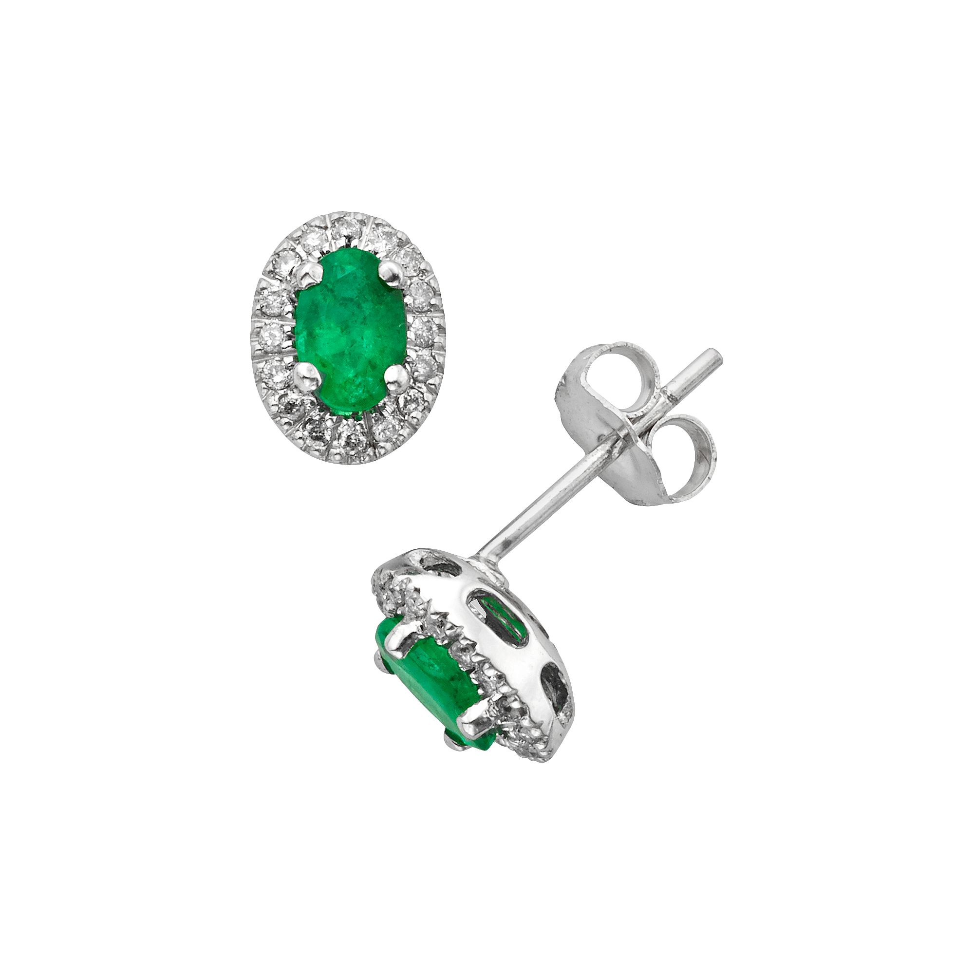 The Regal Collection 14k White Gold Genuine Emerald & 1/6-ct. T.W. IGL Cert