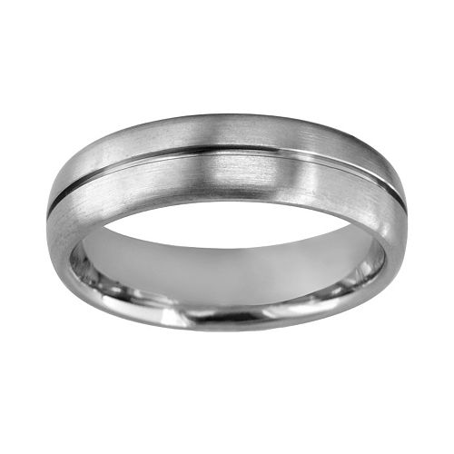 Titanium Center Groove Wedding Band - Men