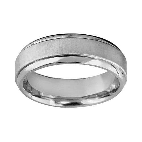 Titanium Raised Center Wedding Band - Men