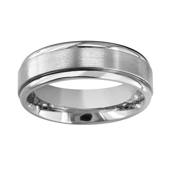 Boston Bay Diamonds Men's Titanium Raised Center Wedding Band