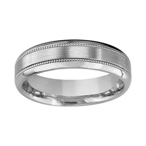 Titanium Milgrain Wedding Band Men
